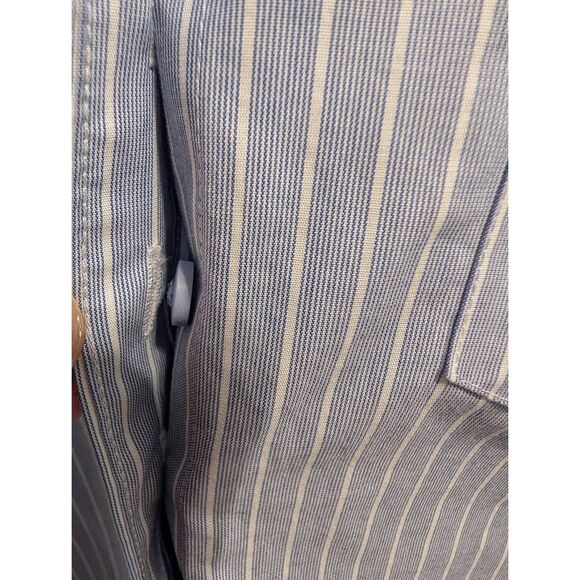 Duluth Trading Wrinklefighter Button-Down Shirt Women's 1X Blue White Pinstripe - Picture 8 of 16